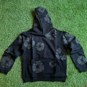 Black & Grey Medium Denim Tear Hoodie